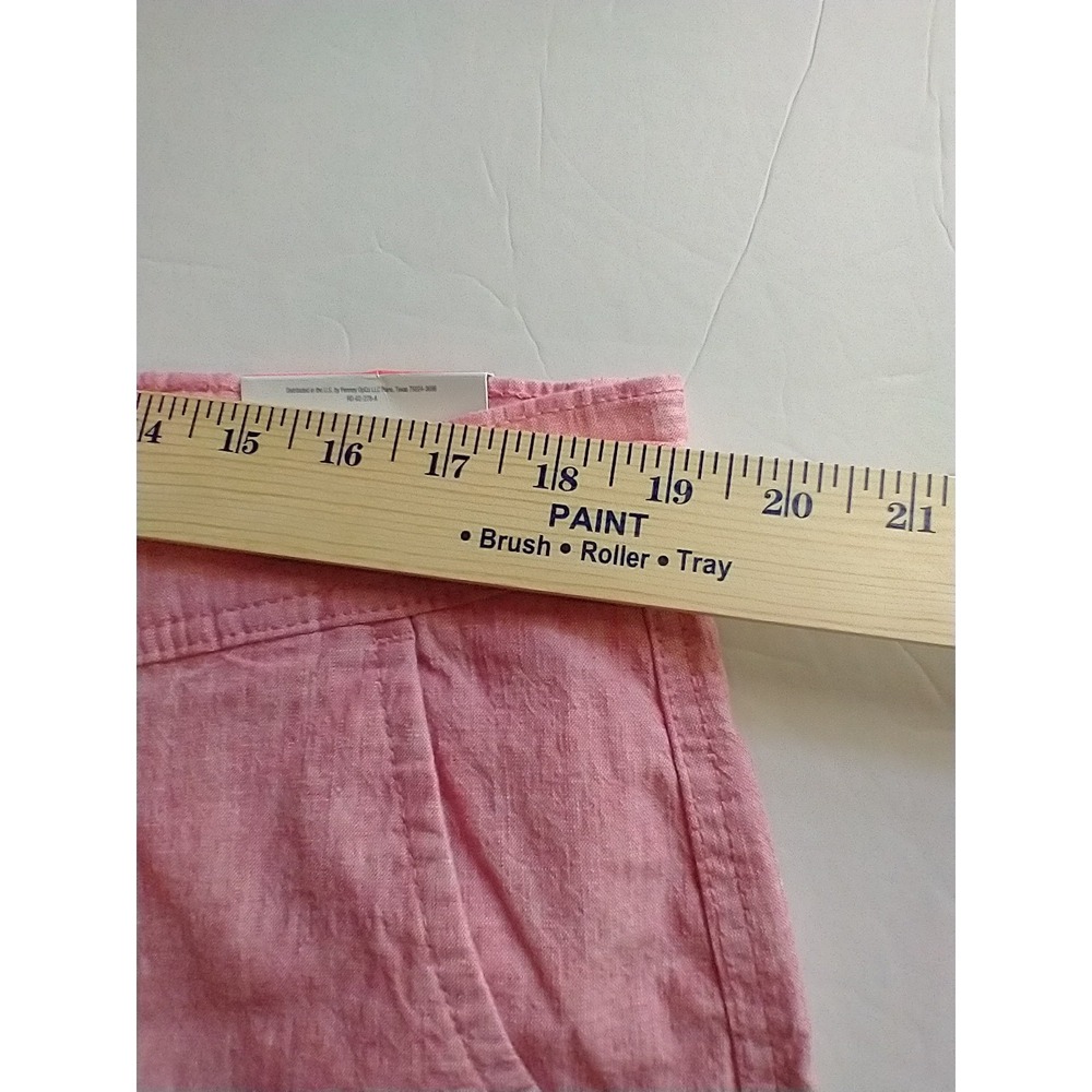 St Johns Bay Men Linen Blend Shorts 38‎ Pink Flat Front Chino - Picture 6 of 6